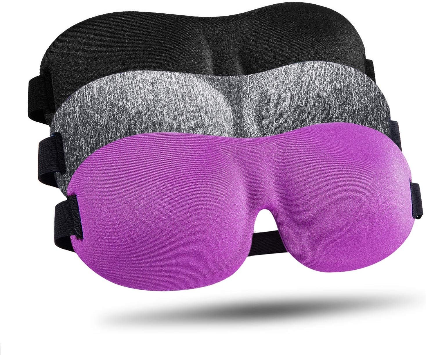 Sleep Mask for Side Sleeper 3 Pack, Blackout 3D Eye Mask for Sleeping, Night Blindfold for Men Women