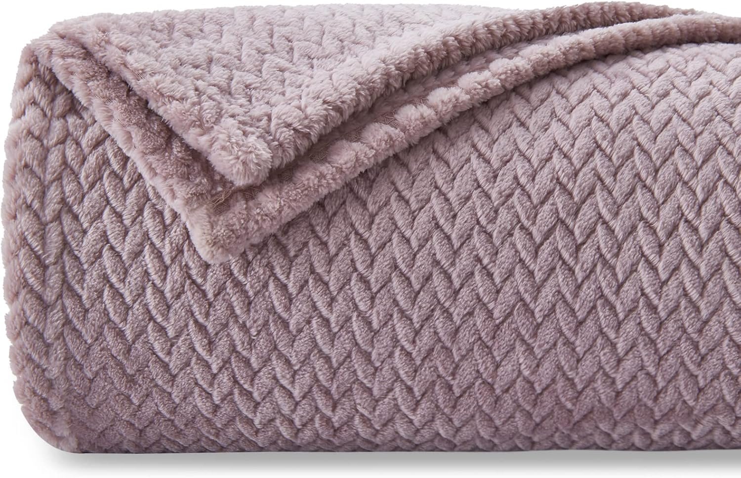 Super Soft Throw Blanket Light Purple Premium Silky Flannel Fleece Leaves Pattern Lightweight Bed Blanket All Season Use (Light Purple, Throw(50"x60"))